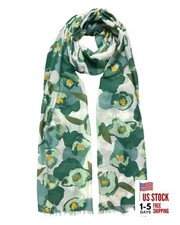 Vector Art Fashion Scarf or Shawl Vibrant Colorful Large Green Poppies