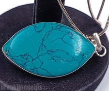 Natural Blue Turquoise 76.20 Ct Marquise Shape 925 Silver Pendant Gemstone 5DSG