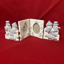 Vintage Encore '98 Snow Buddies Snowman Family Hinged Photo Picture Frame Winter