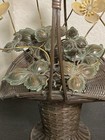 Tole Enamel Yellow Garden Flowers Sculpture Exposed Roots Woven Basket Bronze — photo 3