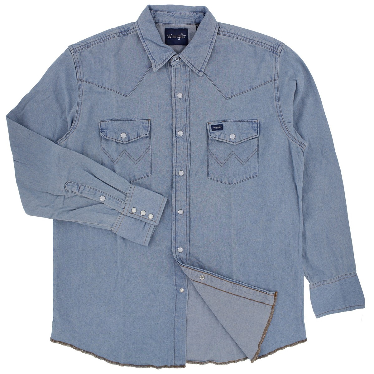 Wrangler Western Long Sleeve Shirt, Men's Denim Snap Button Up, Front  Pockets | eBay