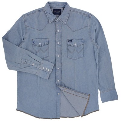 Wrangler Western Long Sleeve Shirt, Men's Denim Snap Button Up