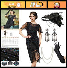 1920s Lace Neck Flapper Dress for Women - Great Gatsby Roaring 20s Costume with