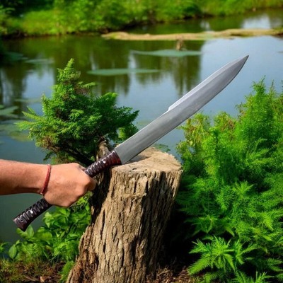 Custom Handmade Carbon Steel Blade Tactical Machete Sword| Hunting Sword Camping
