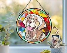 Personalized Pet Portrait Glass Suncatcher, Custom Dog Photo Memorial Sympathy
