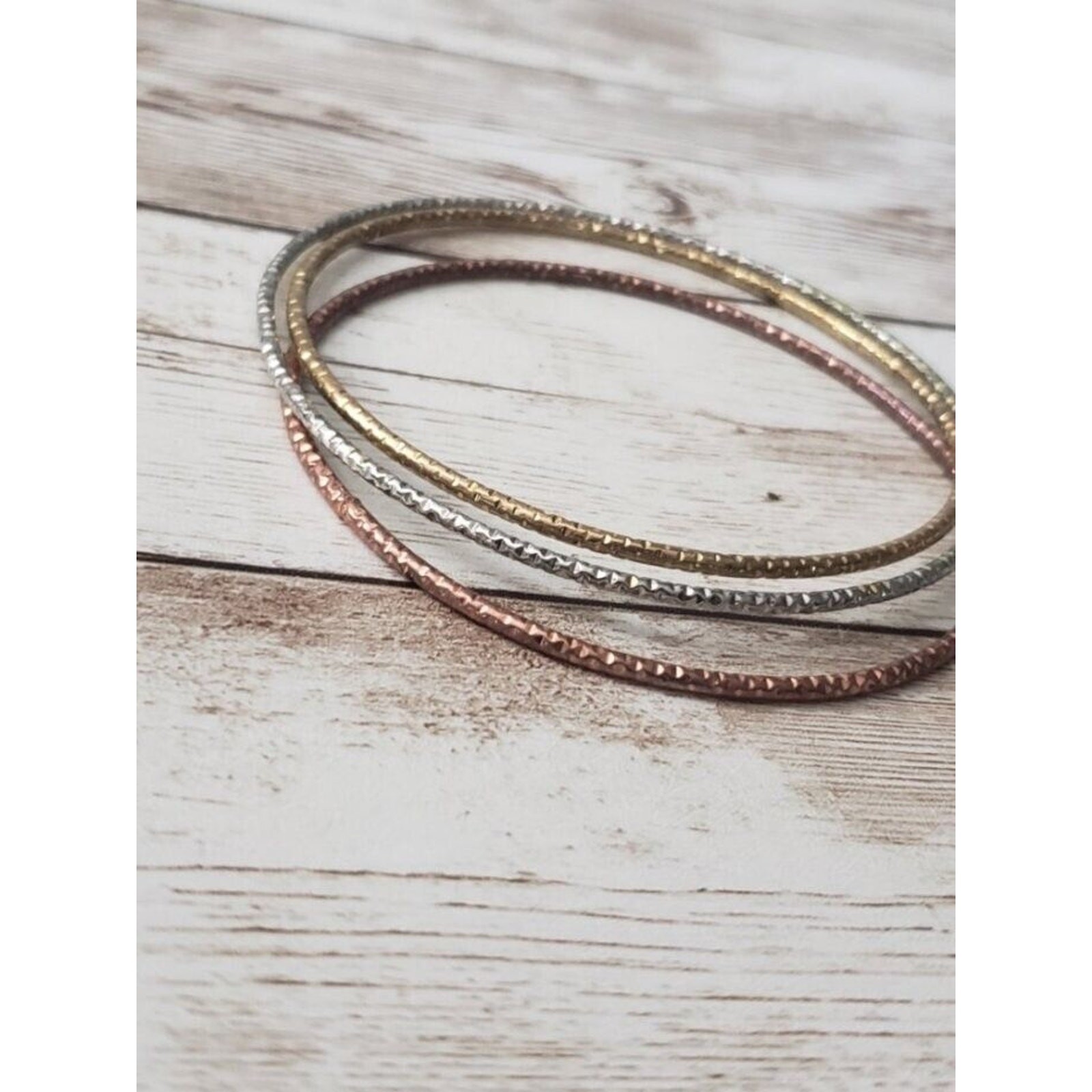 Multi Tone Thin Bangles / Bracelets (Three Bracel… - image 3