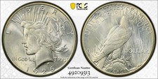 1926-S Peace Dollar Silver --- PCGS MS-62 Graded Stunning White Coin --