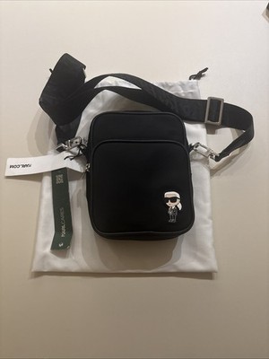Karl Lagerfeld Ikonik Nylon Crossbody Bag Schwarz Neu mit Etikett & Dustbag