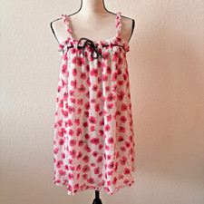 Oscar de la Renta ruffle pink label white with flowers babydoll/dress size L