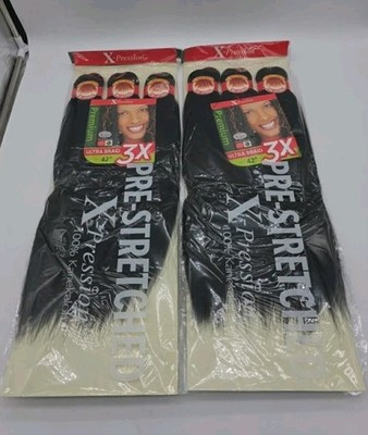 Outre X-Pression UItra Braid 1B 3X 42'' Pre-Stretched Braiding hair Lot Of 2