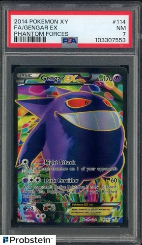 2014 Pokemon XY Phantom Forces #114 Gengar Ex FA PSA 7 NM