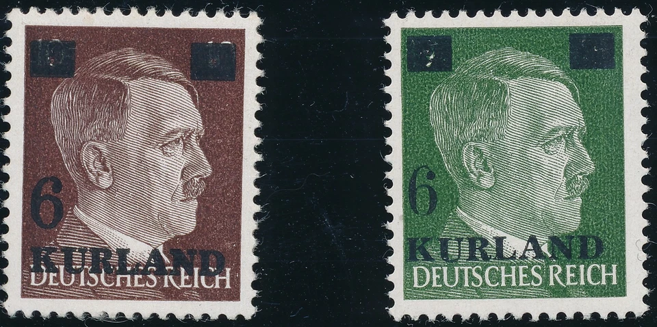 Set de sellos Alemania Kurland 1945 Segunda Guerra Mundial Letonia Guerra Ocupación Rusia Hitler MNG - Imagen 3 de 3