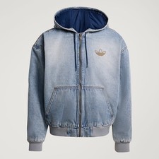 Image of Adidas Denim Padded Hooded Jacket "Indigo Denim" Colorway Size XL KE0131