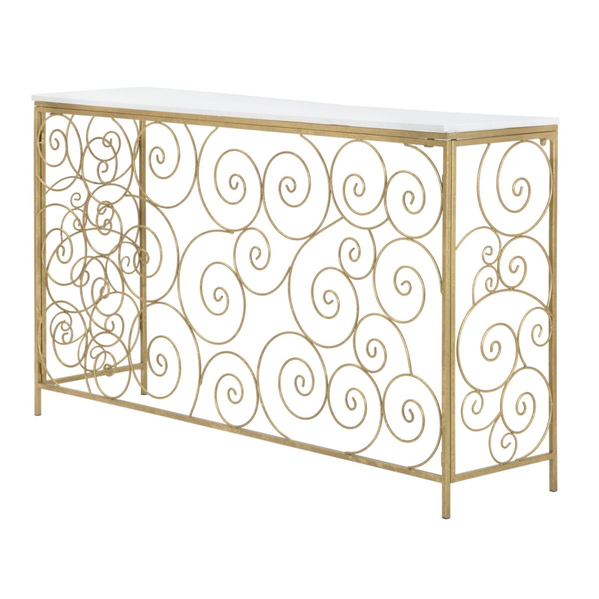 Console en Marbre Blanc et Or 140cm Modèle Spirale - 3