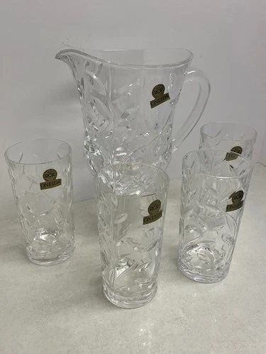 Oneida Royal Crystal Rock Pitcher & Glass Set Italy