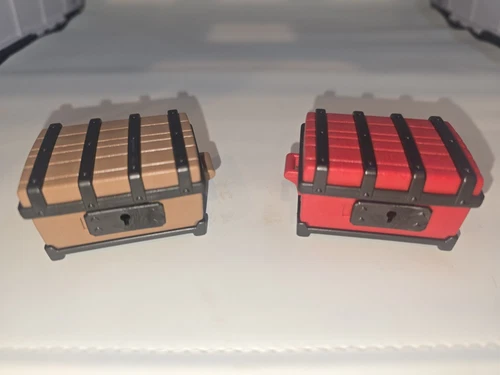 Vintage Playmobil Pirate Treasure Chest 1990 Geobra One Brown &  One Red