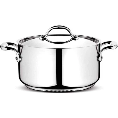 Lagostina Académie Casserole 2 Poignées avec Couvercle 22cm Acier Inoxydable - Photo 1/4