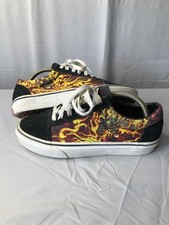 Size 5 - VANS Old Skool Samurai Rising Canvas Suade Flames Skull