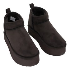 Madden Girl Brave Cozy Mini Platform Slipper Bootie Dark Brown 9M