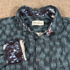 Robert Graham Black Blue Printed Long Sleeve Button Down Shirt Men's Size XL