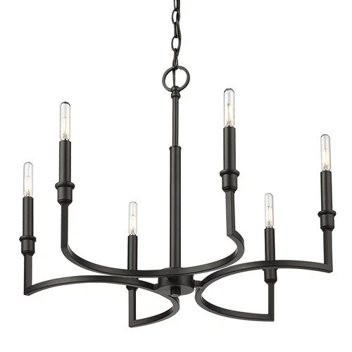 Golden Lighting 8209-6 Ellyn 6 Light 27"W Taper Candle Chandelier - Black - Picture 3 of 10