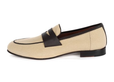 POLLINI LOAFERS textile calfskin brown beige luxury Italy 43 us 10