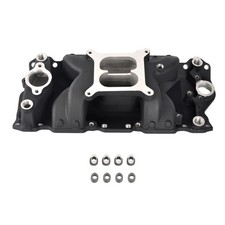 Black Air Gap Dual Plane Intake Manifold For 55-95 Chevy Small Block Sbc 350 400