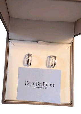 Ever Brilliant HSN 10K White Gold 1/4ctw Lab Created Diamond Pavé Earrings-NWT