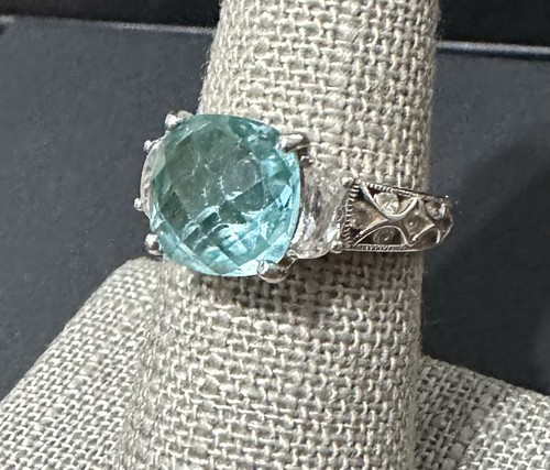 Tacori IV Epiphany QVC Mint Green CZ Diamonique Ring Platinum Clad 925 SZ 7.25