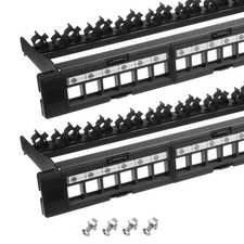Patch Panel, 2Pcs 1U 19" Blank Network 24-Port Patch Panel with Cable Management