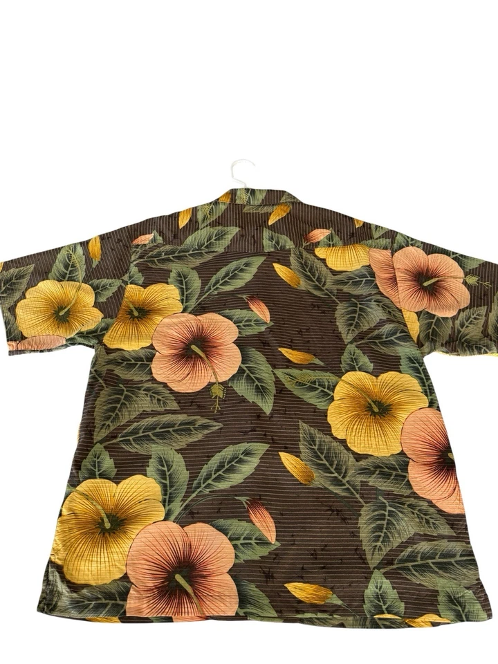 Camisa Tommy Bahama Para Hombres L Relax De Colección Seda Hawaiana Campamento Botón Floral Texturizada Foto 3 de 4