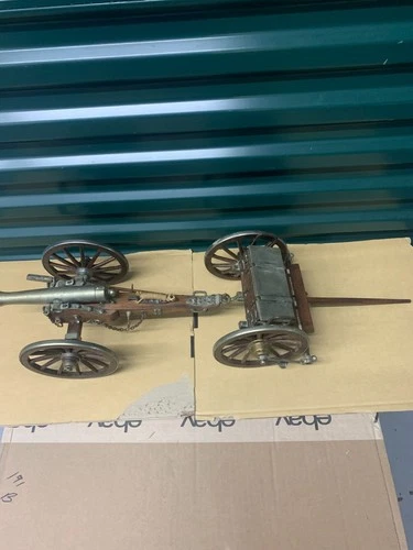 VINTAGE REPLICA 1861 DAHLGREN CANNON & LIMBER WAGON CIVIL WAR--29"  WOOD, BRASS
