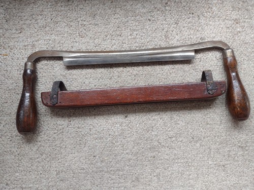Antique Draw Knife New Haven Edge Tool Co 10 w/Original Wooden Sheath Hnd Forged