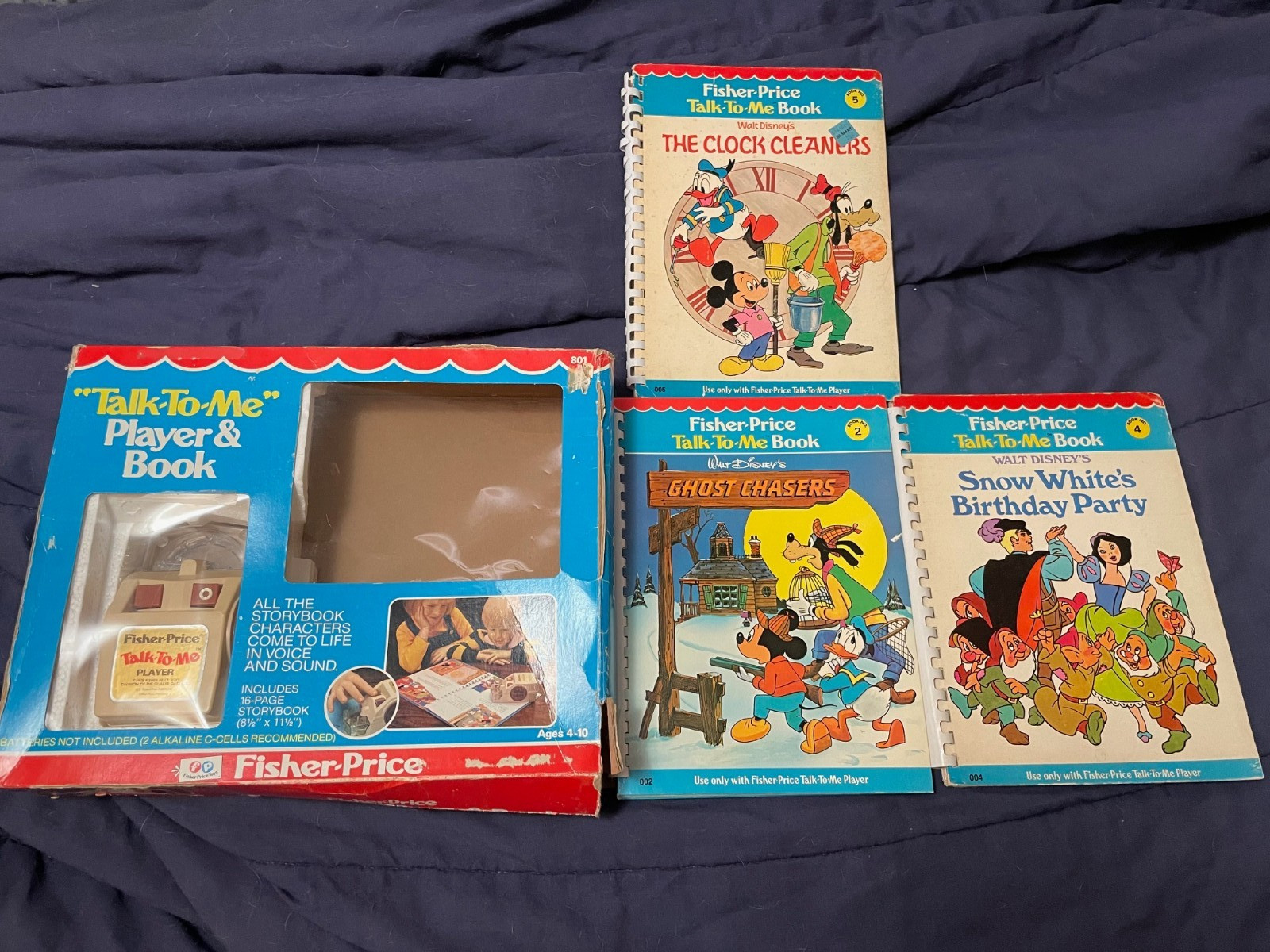 Vintage Fisher Price Talk-To-Me Player with box, 3 books, tested and working!