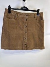 M&S Collection Womens Brown Corduroy Button-Front Mini Skirt UK Size 14