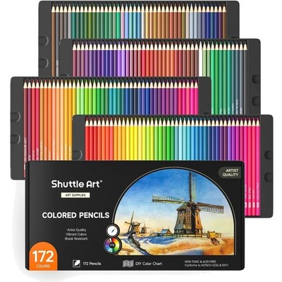 Buntstifte Set mit 172 Farben für Malbuch, Färben, Schattieren