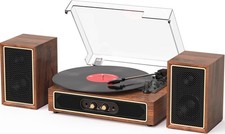 Vinyl Record Player with External Speakers, 3-Speed Bluetooth Input Turntable...