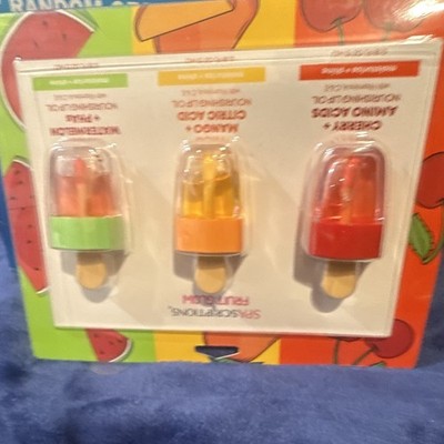 Fruit Rush Scented Popsicle Lip Gloss Set Moisturizing Shine Strawberry 0.18oz