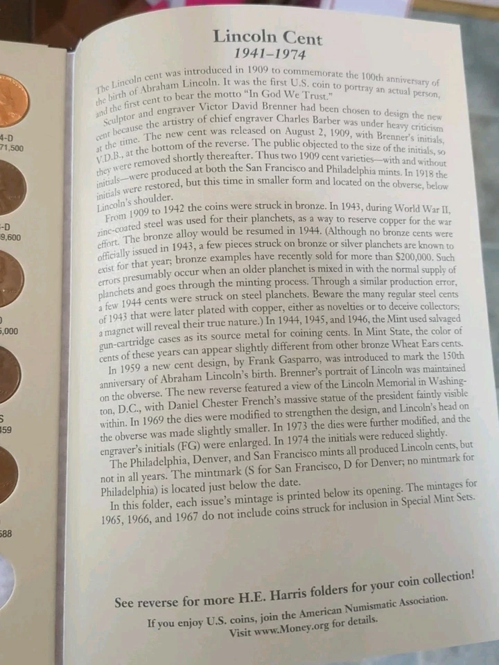 Una colección completa de centavos Lincoln Head - Libro número 2 álbum 1941-1974 P,D,S Foto 4 de 4