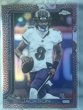 2025 Topps Chome - Lamar Jackson Football Leather Refractor SP - #24