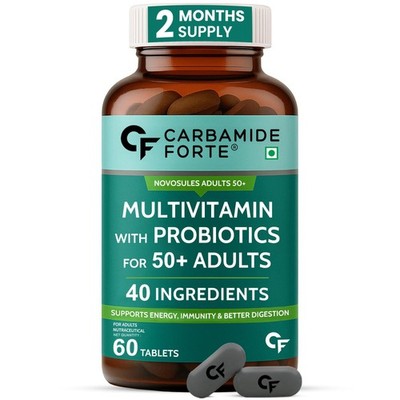 Carbamide Forte Multivitamin 50+ with Probiotics | 60 Veg Tabs