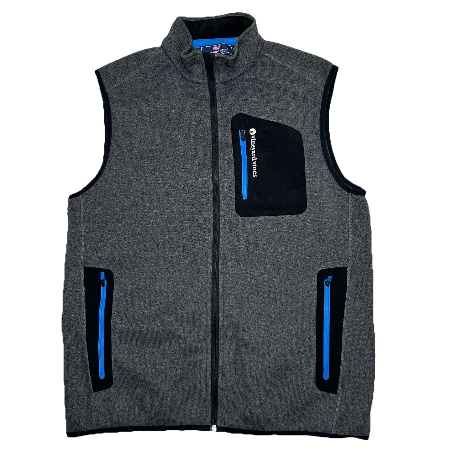 Vineyard Vines Performance Fleece Vest Size M Gray Full Zip Athleisure Preppy