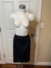 Armani Collezioni Black  White Thin Pinstripe Pencil Skirt, Size 6