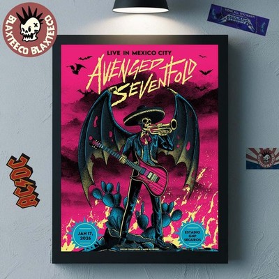 Avenged Sevenfold CDMX Mexico City Estadio GNP Seguros January 17 2026 Poster Un