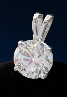 2 Ct D VS1 Round Lab Grown Diamond Pendant 14k White Gold IGI Certified No Chain