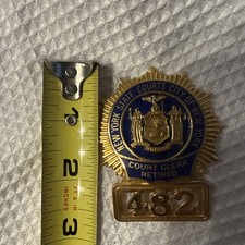 Vintage New York State Courts City of New York Court Clerk Retired Badge Pin 482