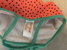 Cat Jack Girls 2T Polka Dot Ruffle One Piece Swimsuit Coral Green Black