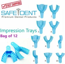 Dental Impression Trays Perforated Plastic Autoclave (CHOOSE SIZE) (1 Bag of 12)