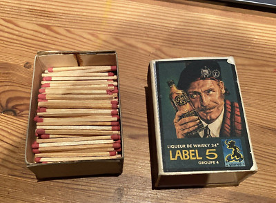 Streichholzschachtel alt Label 5 Liqueur de Whisky Streichhölzer Schachtel Box