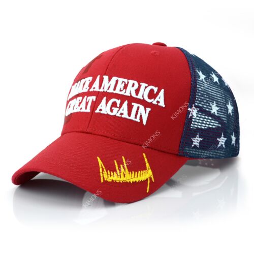 Gorra Trump Signature 2024 MAGA Make America Great Again Gorra Bandera Red Trucker Malla - Imagen 9 de 12